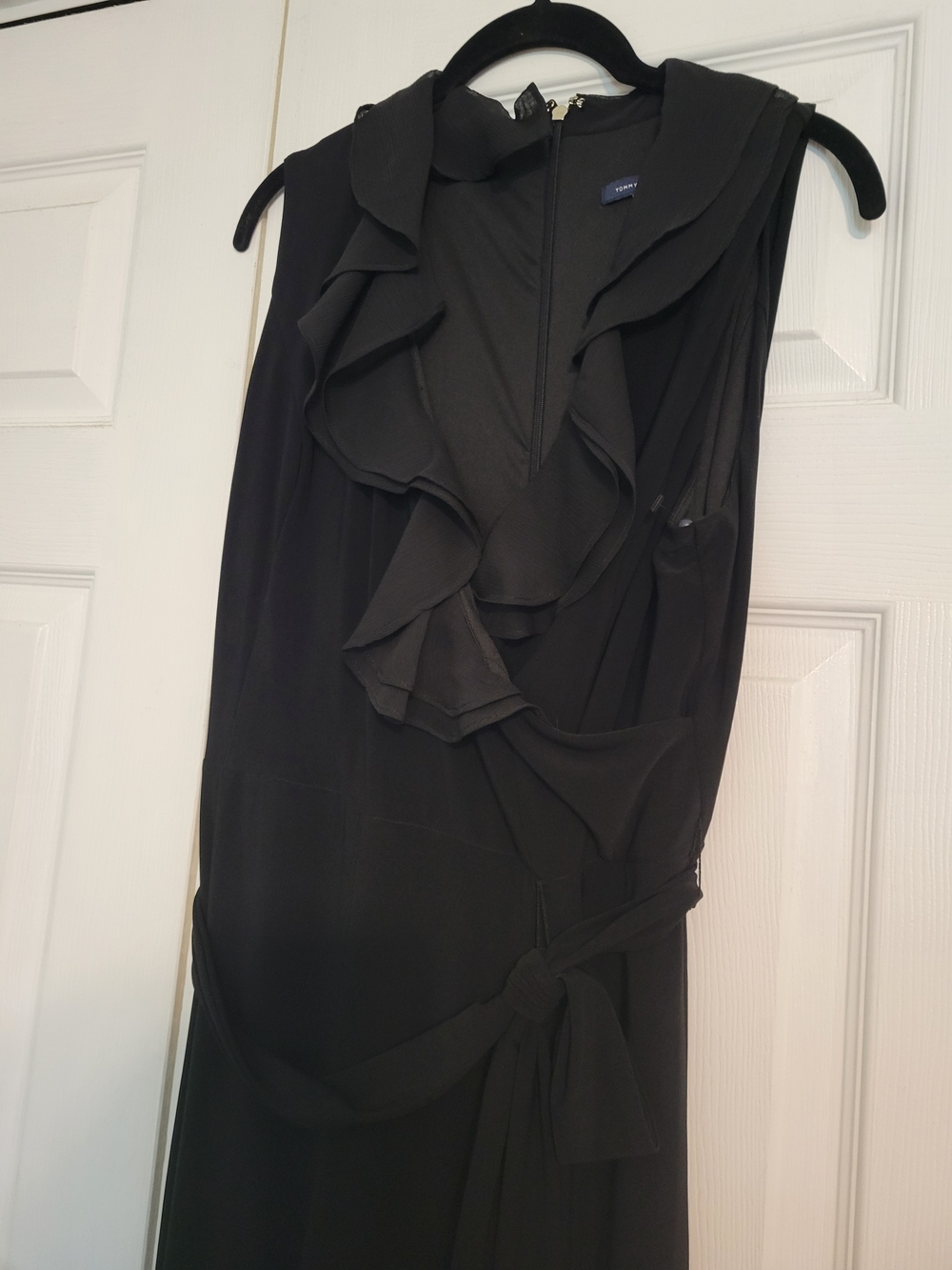 Tommy Hilfiger Black Ruffle-Front Wide Leg Jumpsuit